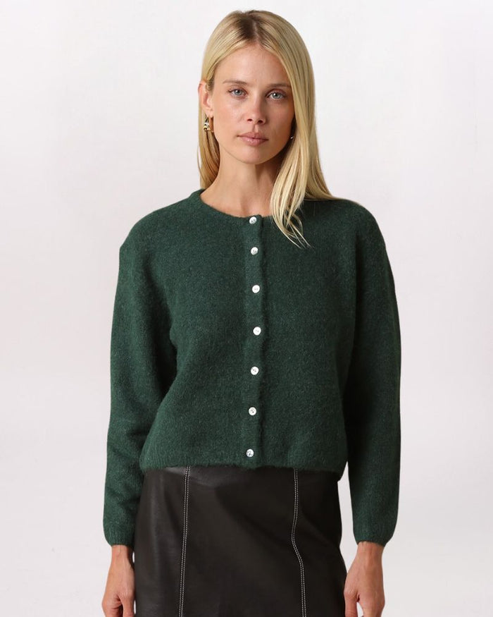 SOFT KNIT CARDIGAN, DK GREEN