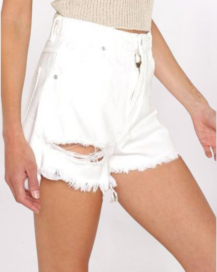 DUSTERS RAW HEM SHORT, LAYLA WHITE
