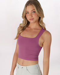 SQUARE NECK CLEAN CROP, MULBERRY