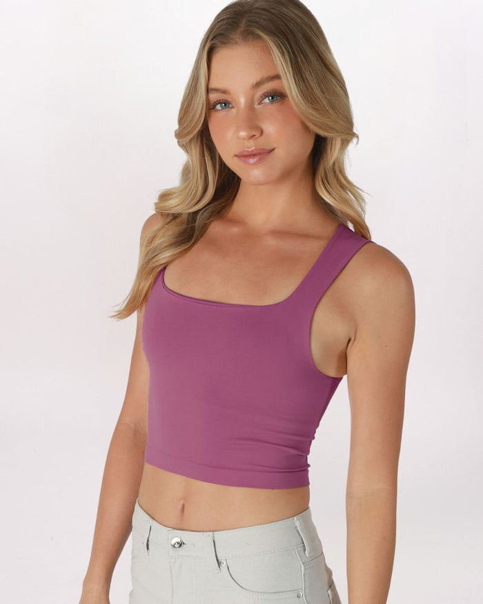 SQUARE NECK CLEAN CROP, MULBERRY