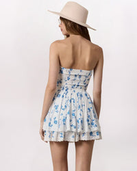 STRAPLESS FLORAL V-SEAM DRESS