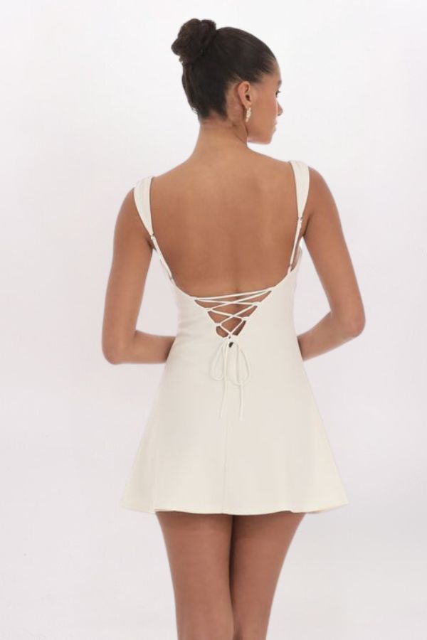 WIDE STRAP FLARE DRESS