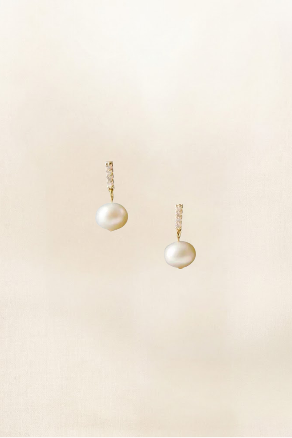 ELLIOT CZ & PEARL STUD  - S925/14K
