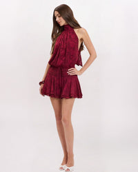 HI NECK OPEN BACK DRESS