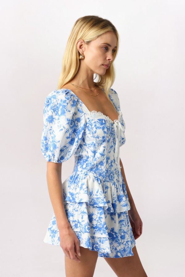 PUFF SLEEVE FLORAL LACED CORSET DRESS – Girlhero