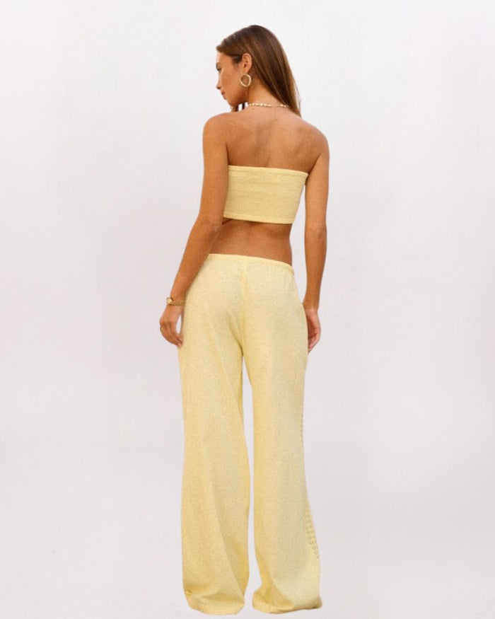 TEXTURED CORSET TOP, BUTTER