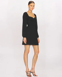 LS SWEETHEART NECK NICOLE DRESS, BLACK