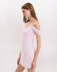 DRAPED ASYMETRICAL DETAIL DRESS, PINK