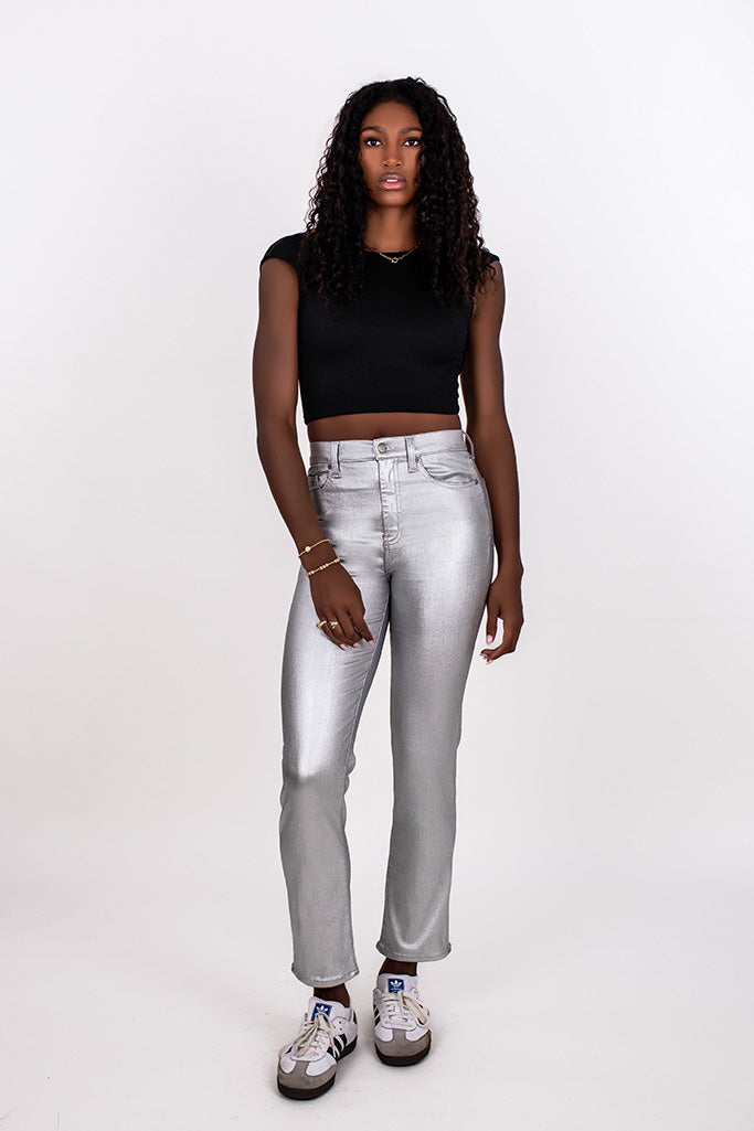 COATED SLIM STRAIGHT LEG JEAN