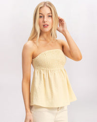 TIE BACK BABYDOLL TOP, LT YELLOW