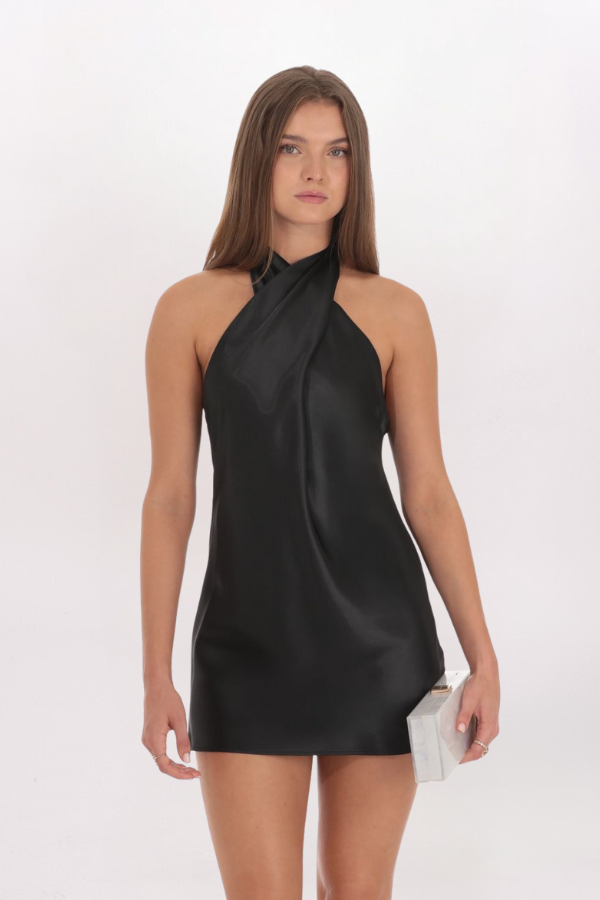 CROSS FRONT HALTER DRESS