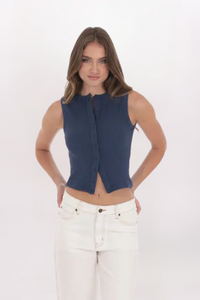 RIBBED BUTTON TOP