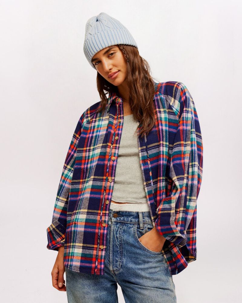 LS GIRL MEETS BOY PLAID BD SHIRT