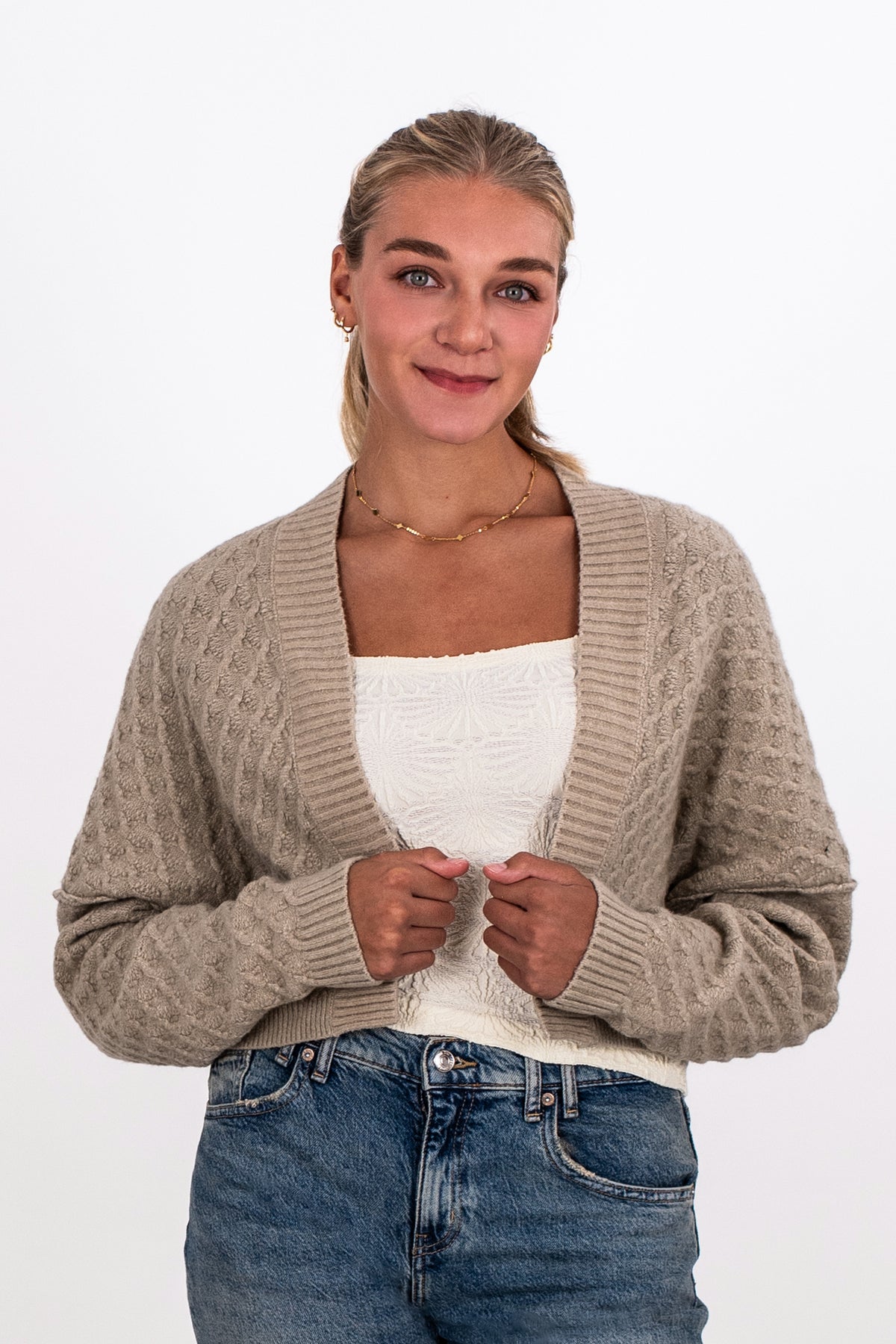 MARLOWE TEXTURED CROP CARDIGAN