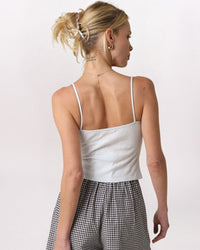TIE FRONT POINTELLE TANK, BABY BLUE