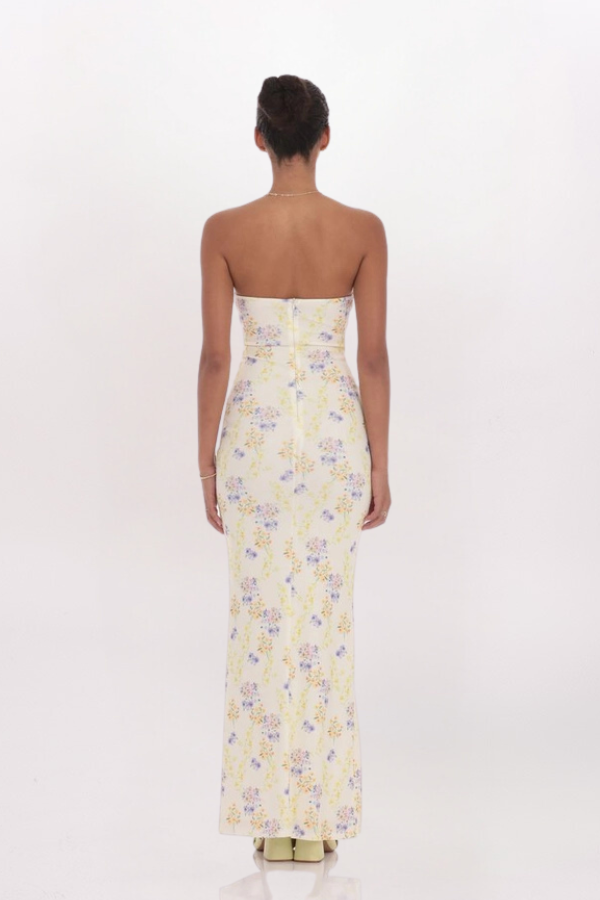 FLORAL RIB CUTOUT MAXI DRESS