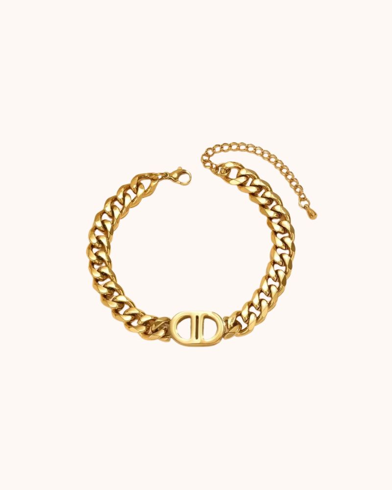 CD CHAIN LINK BRACELET - 18K GOLD PLATED STAINLESS STEEL