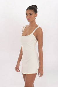 WIDE STRAP FLARE DRESS