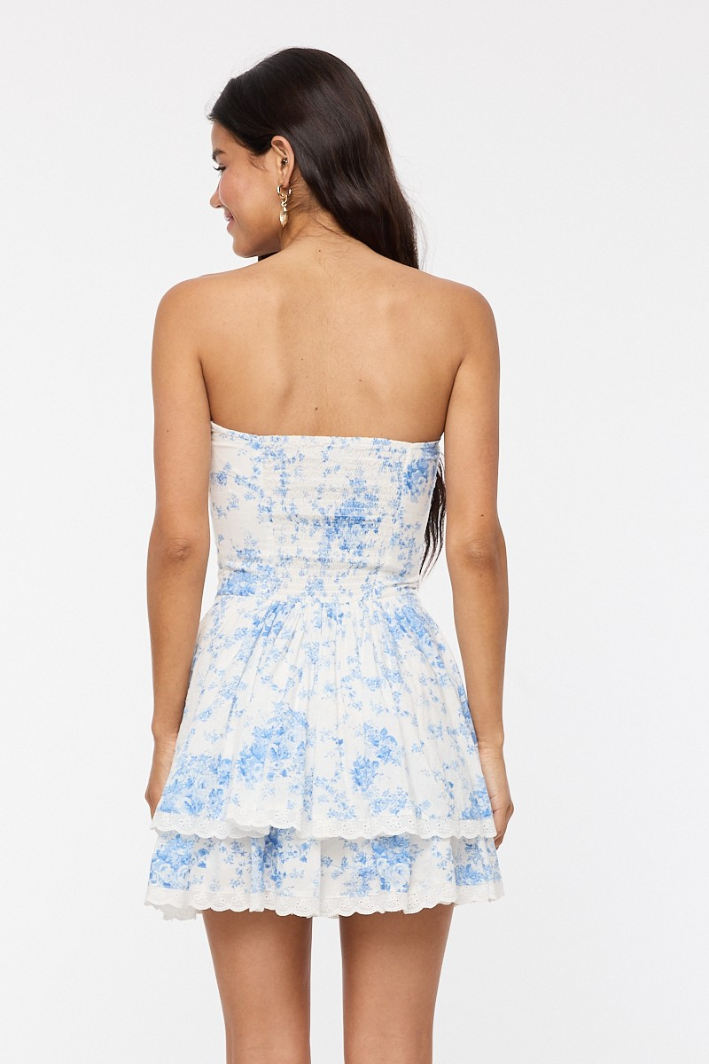 STRAPLESS FLORAL DRESS