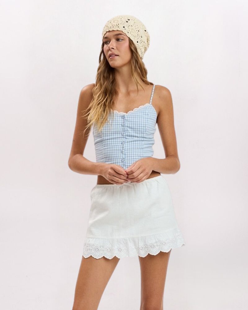 GINGHAM TANK, BLUE
