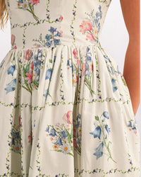 FLORAL TILE MAXI DRESS - MULTI