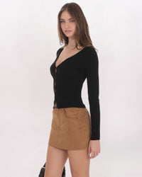 5-POCKET SUEDE MINI SKIRT