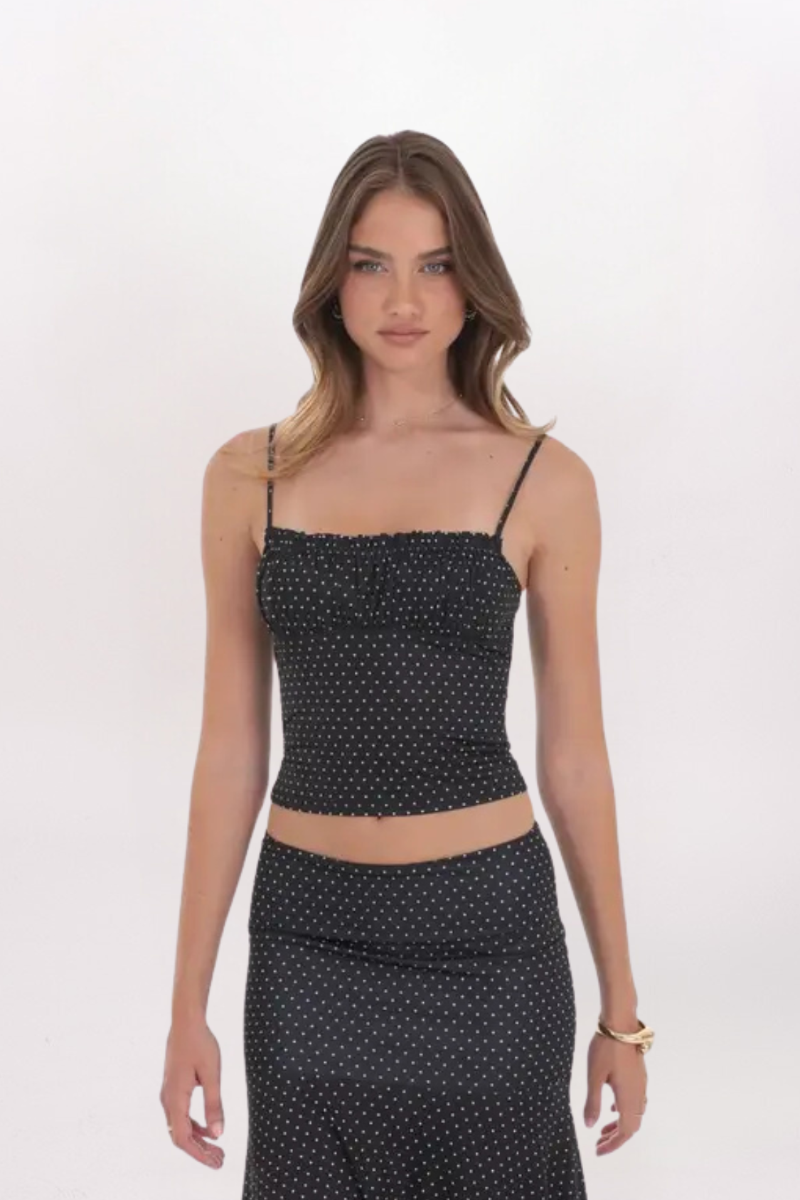 RUCHED POLKA DOT CAMI