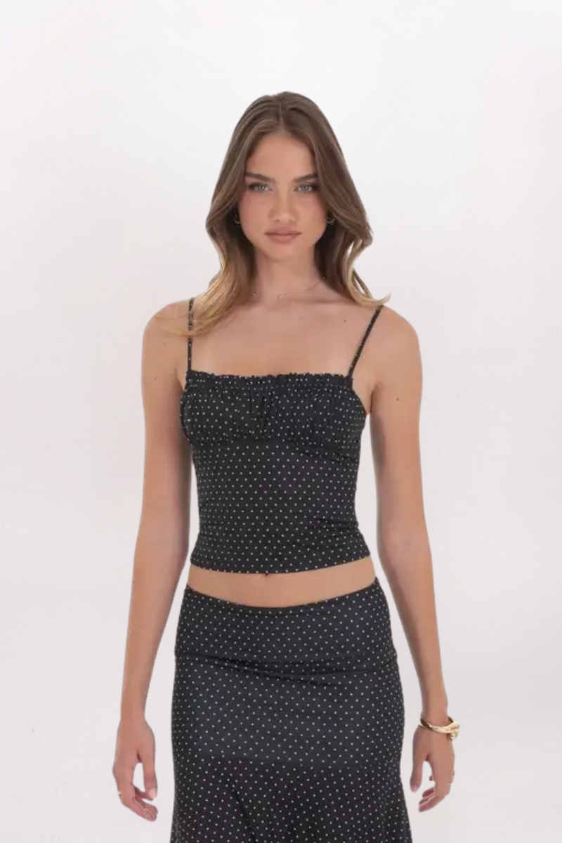 RUCHED POLKA DOT CAMI