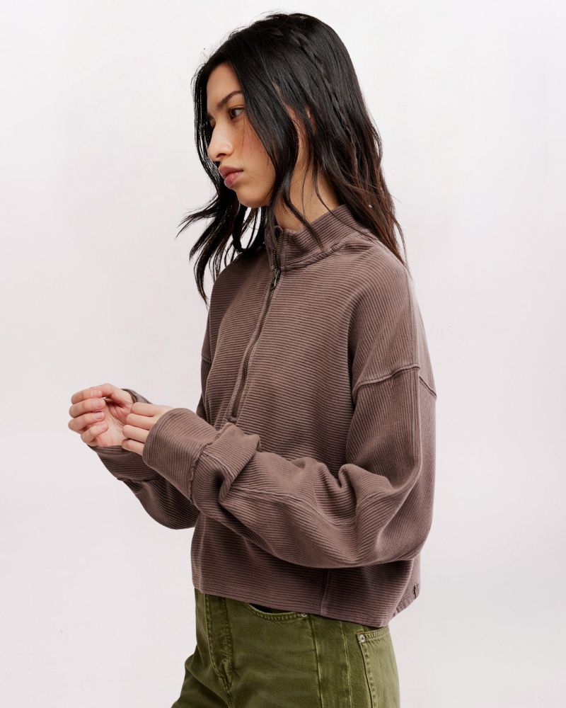 CELESTE QUARTER ZIP SWEATSHIRT, MOCHACHINNO
