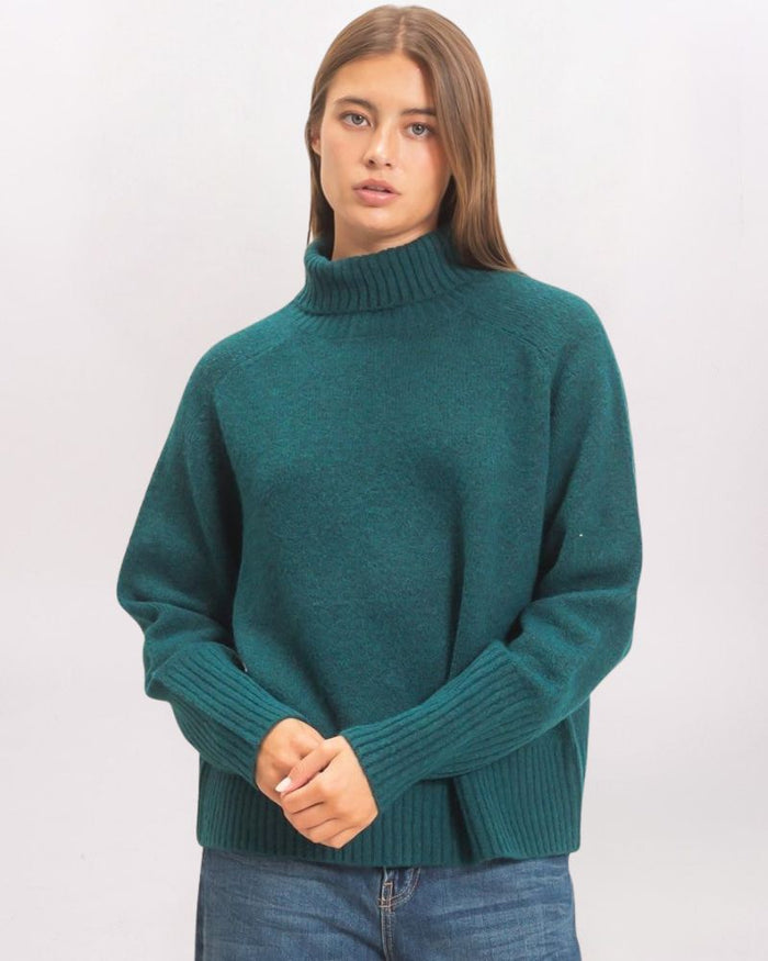 TURTLENECK SWEATER, DK TEAL