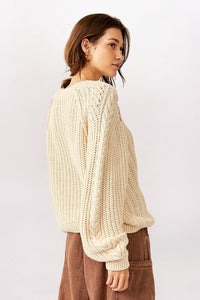 FRANKIE CABLE KNIT SWEATER - IVORY