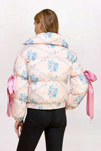 FLORAL RIBBON PUFFER COAT