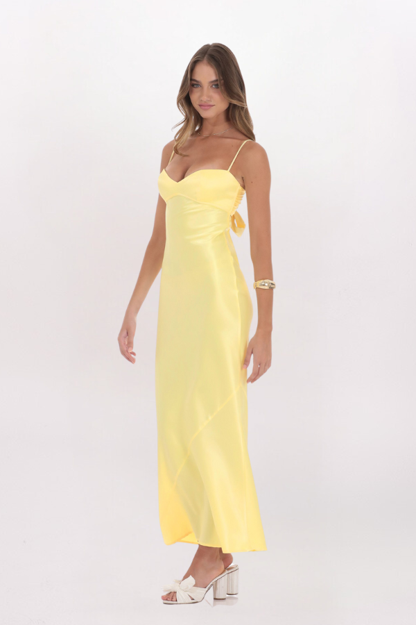 SATIN TIE BACK MAXI DRESS