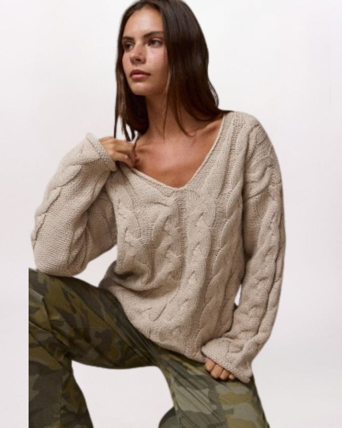 OFF THE SHOULDER CABLE SWEATER