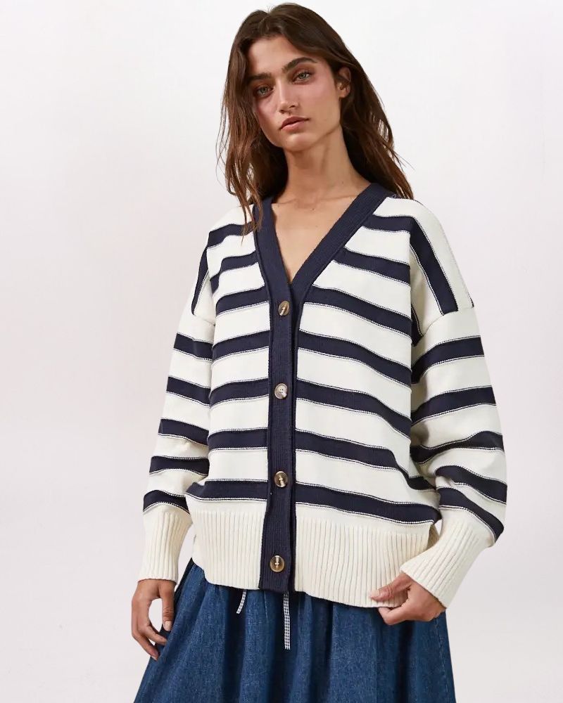 LS OVERSIZED STRIPED CARDI