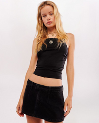 GALIVANTING DENIM SKORT - BLACK