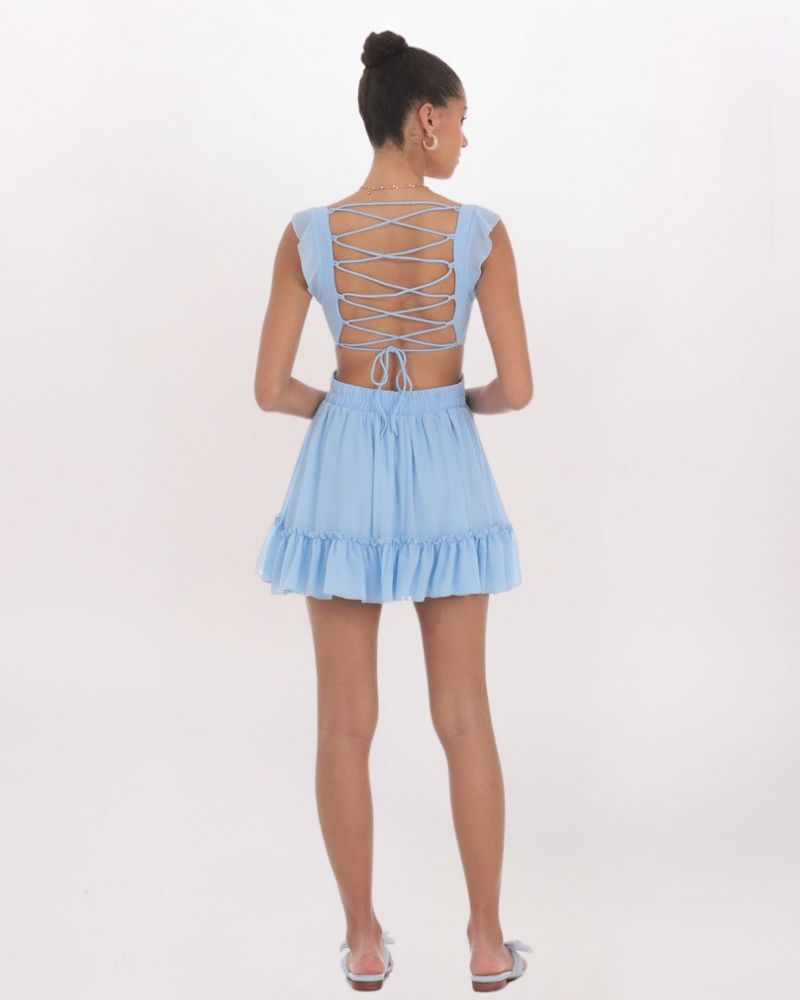 LACE UP BACK CUTOUT DRESS Girlhero LACE UP BACK CUTOUT DRESS Girlhero