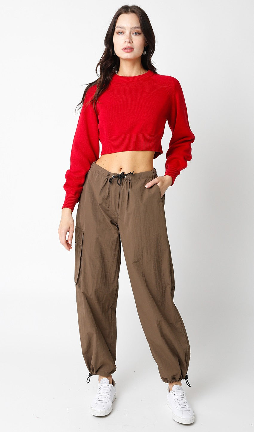 RAGLAN SLEEVE CROP SWEATER
