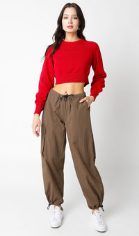 RAGLAN SLEEVE CROP SWEATER