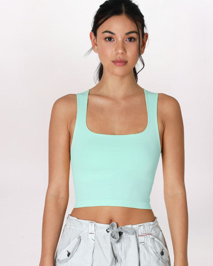 SQUARE NECK CLEAN CROP, ISLAND AQUA