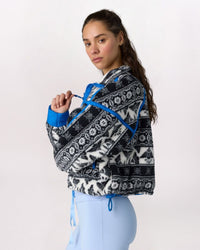 PRINTED MOUNTAIN HIGH HALF ZIP JACKET, SAVANNAH SCARF BLACK
