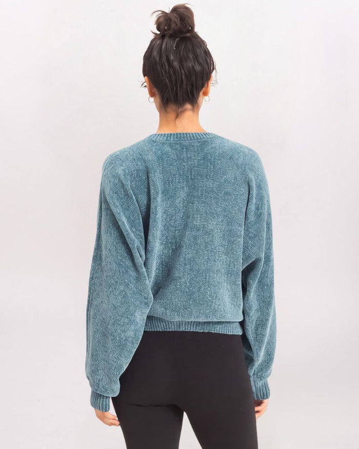 LS OVERSIZED CREW SWTR, DUSTY BLUE