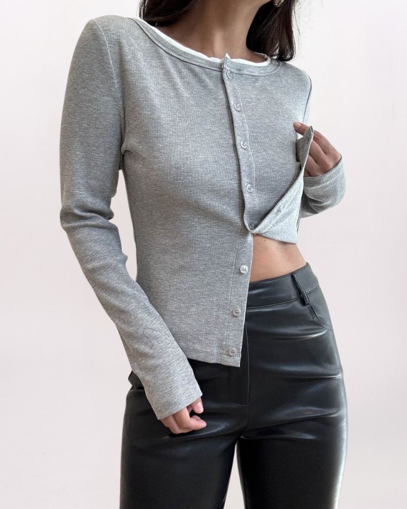 FAUX LINED CARDIGAN TOP