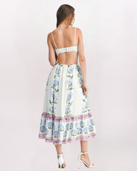 FLORAL BORDER PRINT MAXI DRESS, CREAM