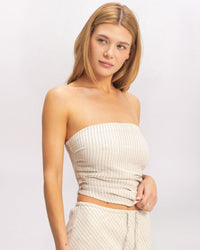 MINIMALIST STRIPED SCARF TOP, OATMEAL