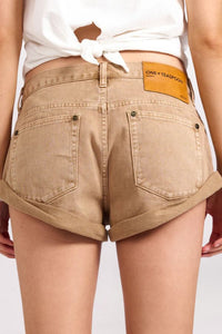 BANDITS LOW WAIST DENIM SHORTS, WARM TAN