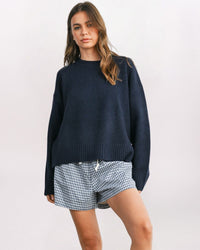 TIE SIDE COZY SWEATER, NAVY