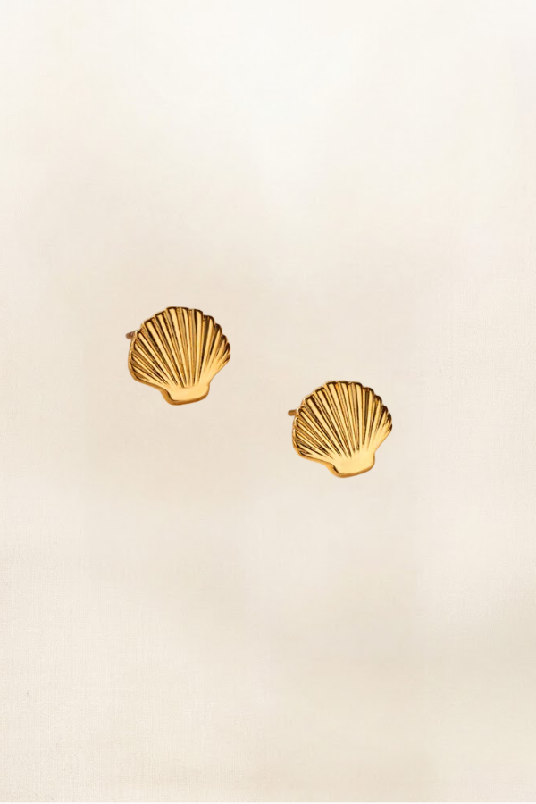 SCALLOP SHELL STUD - 304SS/18K G PVD