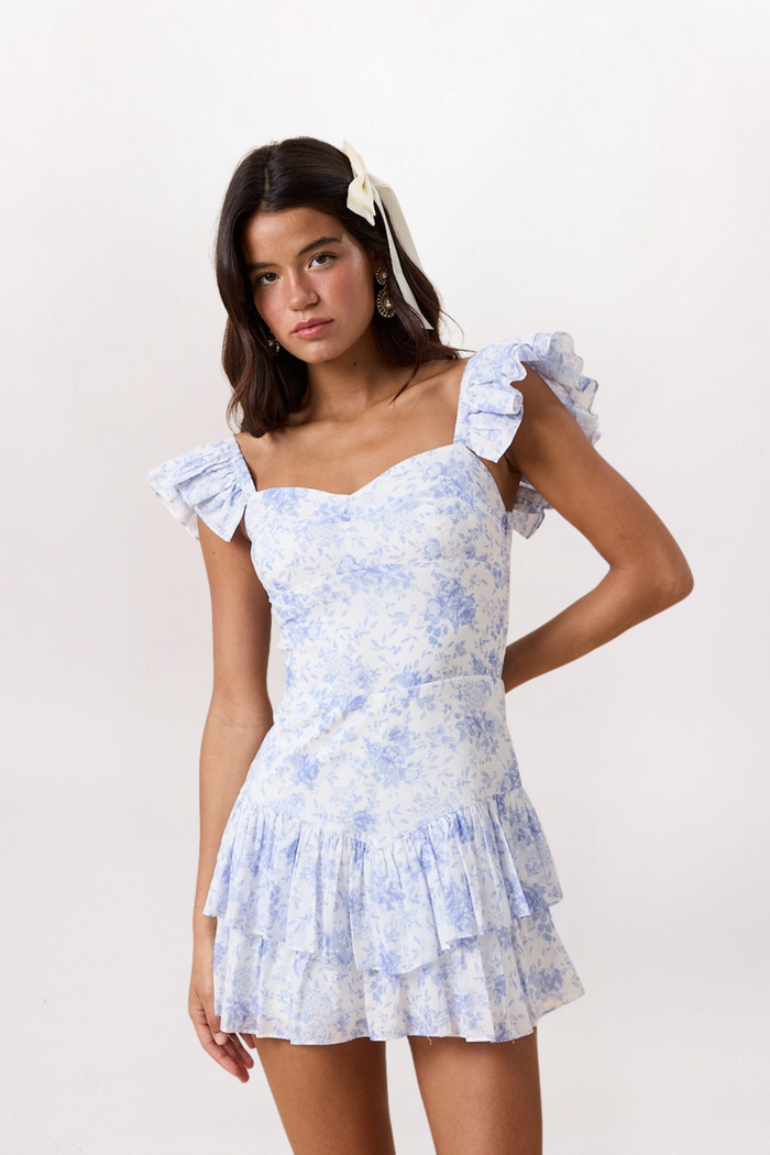 RUFFLE HEM FLORAL DRESS