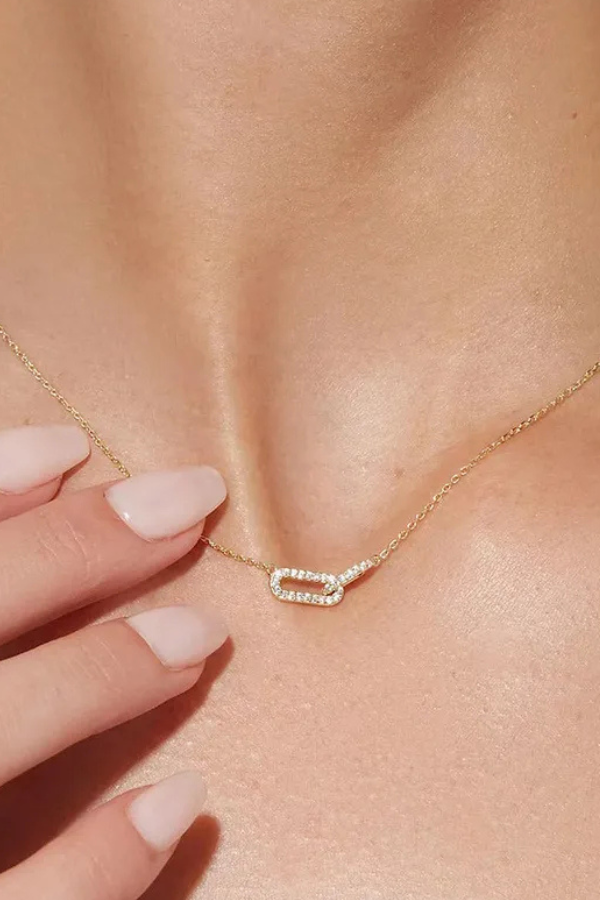 CZ INTERLOCKING OVAL NECKLACE